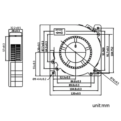 GDSTime 120x32 radial fan 24V