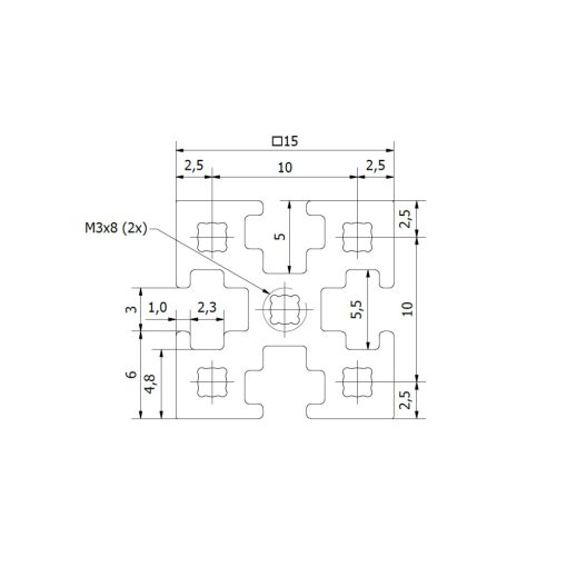 MakerBeamXL 15x15mm extrusion - 360mm